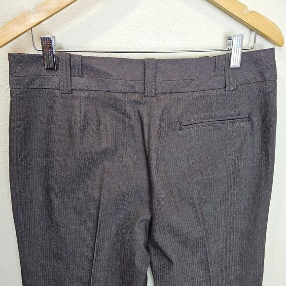 Larry Levine Stretch Cuffed Brown Herringbone Trousers Size 8 - Picture 5 of 7